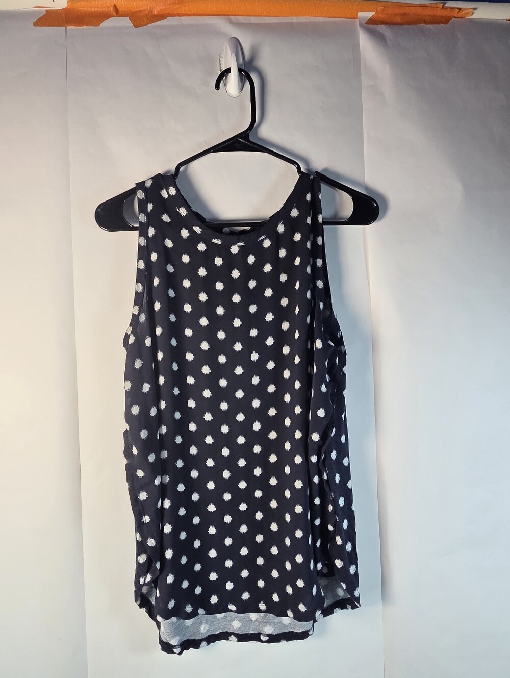 LOFT Navy Polka Dot Sleeveless Tank Top